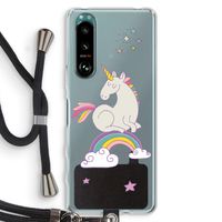Regenboog eenhoorn: Sony Xperia 5 III Transparant Hoesje met koord