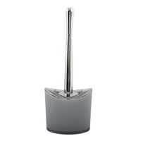 MSV Toiletborstel in houder/wc-borstel Aveiro - PS kunststof/rvs - lichtgrijs/zilver - 37 x 14 cm   -
