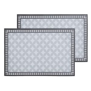 Set van 12x stuks rechthoekige placemats mozaiek grijs vinyl 45 x 30 cm