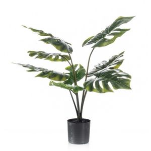 Groene Monstera/gatenplant kunstplant 60 cm in zwarte pot   -