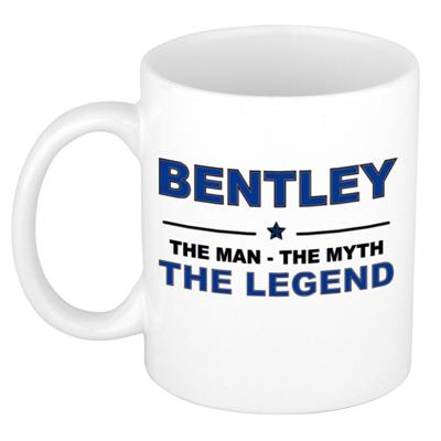Bentley cadeau mok - man myth legend - naam koffiemok / beker - wit en blauw - 300 ml