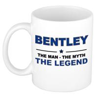 Bentley cadeau mok - man myth legend - naam koffiemok / beker - wit en blauw - 300 ml