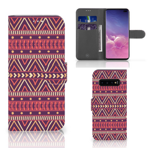 Samsung Galaxy S10 Plus Telefoon Hoesje Aztec Paars