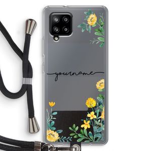 Gele bloemen: Samsung Galaxy A42 5G Transparant Hoesje met koord