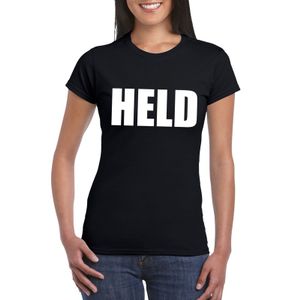 Held tekst t-shirt zwart dames