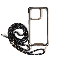 iPhone SE 2022 hoesje - Backcover - Koord - Extra valbescherming - TPU - Zwart
