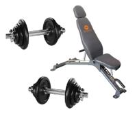 RS Sports Halterbank Monaco + 2 x 10 kg dumbellset gietijzer - thumbnail