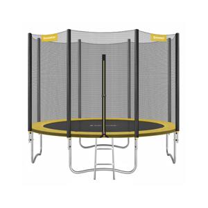 Trampoline met met veiligheidsnet beklede stangen, Geel / 305 cm