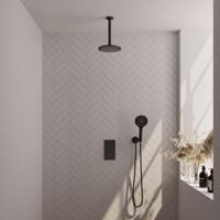 Brauer Black Edition Thermostatische Regendoucheset Inbouw - Hoofddouche 20 cm - 3 Weg - Handdouche 3 Standen - Doucheslang - Wandaansluitbocht - Mat Zwart