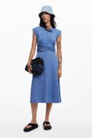 Gerimpelde midi-jurk - BLUE - L