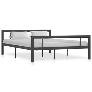 Bedframe metaal grijs en wit 140x200 cm