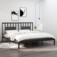 Bedframe massief grenenhout grijs 200x200 cm