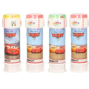 24x Disney Cars bellenblaas flesjes met bal spelletje in dop 60 ml voor kinderen