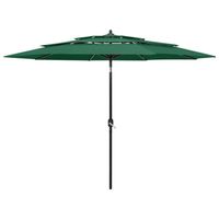 vidaXL Parasol 3-laags met aluminium paal 3 m groen