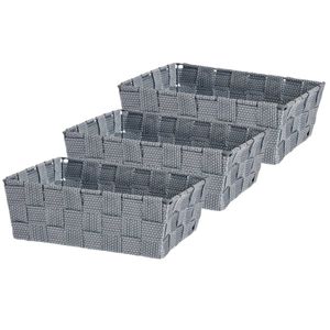 Set van 3x stuks kast/badkamer opbergmandjes zilvergrijs 24 x 20 x 8 cm