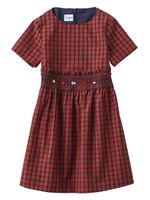 Familiar checked smocking-detail midi dress - Rouge - thumbnail