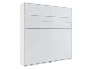Opklapbed CONCEPTION PRO 160x200 cm mat wit (horizontaal) met opzetkast met matras