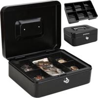 Prestara Geldkist 15 x 12 x 8 cm - Compact Geldkistje met Sleutel - Zwart