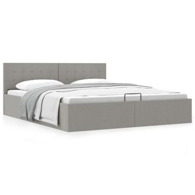 Bedframe met hydraulische opslag stof lichtgrijs 160x200 cm