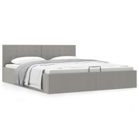 Bedframe met hydraulische opslag stof lichtgrijs 160x200 cm