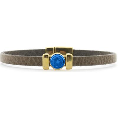 Qoss Taupe Armband Isabel Blauw | Goud - Maat XL
