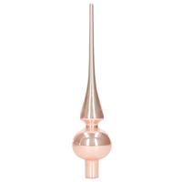 Decoris Kerst piek - 1x - lichtroze - 26 cm - glas - glans - kerstboompiek