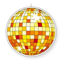 Seventies eighties disco thema hangende discobol decoratie geel 28 cm - Hangdecoratie