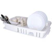 Afwas afdruiprek met lekbak - wit - kunststof - 30 x 46 x 9 cm - afwassen en drogen