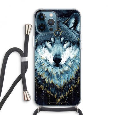 Darkness Wolf: iPhone 12 Pro Max Transparant Hoesje met koord
