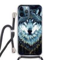 Darkness Wolf: iPhone 12 Pro Max Transparant Hoesje met koord