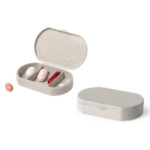 Medicijnen doos/pillendoos - 2x - 3-vaks - bamboevezel - 6 cm - naturel