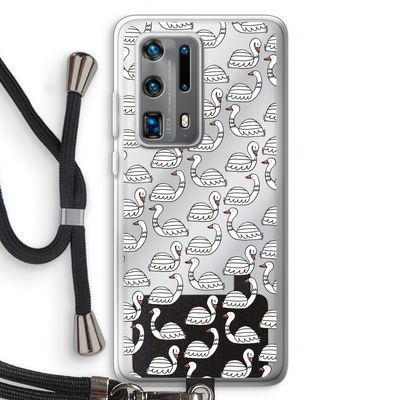 Zwanen: Huawei P40 Pro Plus Transparant Hoesje met koord