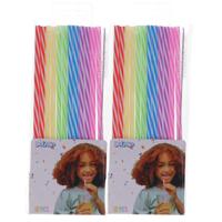 Drinkrietjes - herbruikbaar - 24x - met borsteltje - kunststof - multicolor - 21 cm