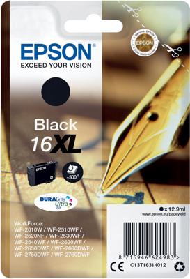 Epson inktcartridge 16XL, 500 pagina&apos;s, OEM C13T16314012, zwart