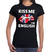 Kiss me i am English t-shirt zwart dames - thumbnail