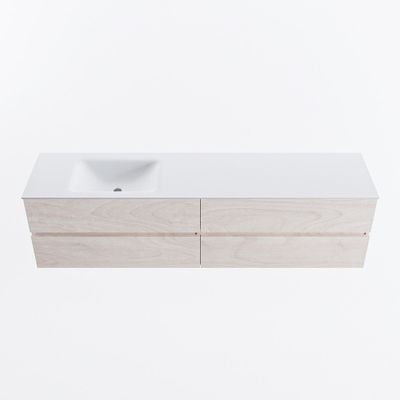 MONDIAZ VICA 190cm badmeubel onderkast Underlayment 4 lades. Wastafel CLOUD links 1 kraangat, kleur Talc.