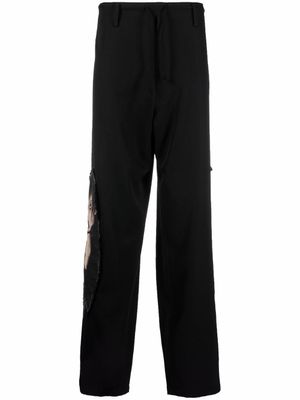 Yohji Yamamoto pantalon droit à lien de resserrage - Noir
