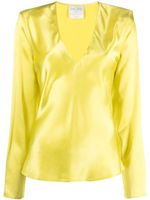 Forte Forte blouse en satin à manches longues - Jaune - thumbnail