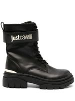 Just Cavalli bottines en cuir à plaque logo - Noir - thumbnail