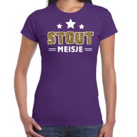 Verkleed t-shirt voor dames - Stout meisje - paars - carnaval/themafeest