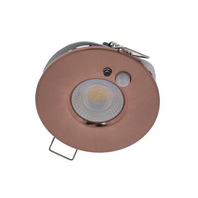 LED PIR inbouwspot IP65 waterdicht met bewegings sensor 6Watt rond KOPER én dimbaar