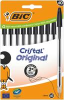 Balpen bic cristal m 10st zwart