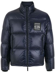 Armani Exchange veste matelassée zippée à patch logo - Bleu