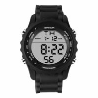 SANDA 369 Men Waterproof Watch Individual Fashion Sports Multi Function Electronic Watch Trend Student LED Watch(Black White)