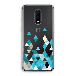 Gekleurde driehoekjes blauw: OnePlus 7 Transparant Hoesje