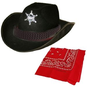 Cowboy verkleed set Cowboyhoed met rode western zakdoek