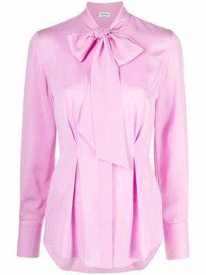 Ferragamo chemise en soie à col noué - Rose