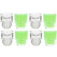 Doodshoofd shotglas - 8x - glas - 50ml - shot glazen / borrel glaasje - shotjes