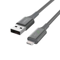 Belkin Boost Charge Lightning/ USB-A kabel met slimme led kabel 1,2 meter, Dubbel gevlochten nylon, CAA007bt04GR - thumbnail