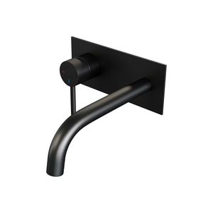 Inbouw Wastafelmengkraan Brauer Black Carving Coldstart Gebogen Uitloop Ronde Hendel Links Geborsteld Mat Zwart Met Afdekplaat Brauer